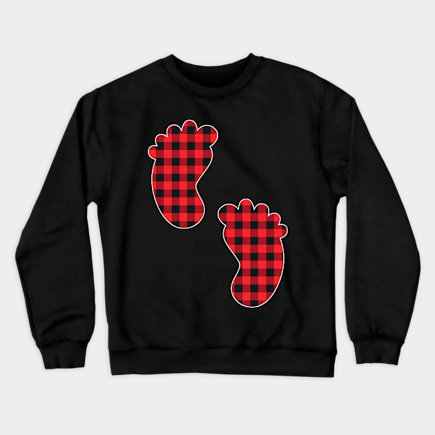 Baby Feet Red Plaid Buffalo Gift Christmas Crewneck Sweatshirt by Nancie